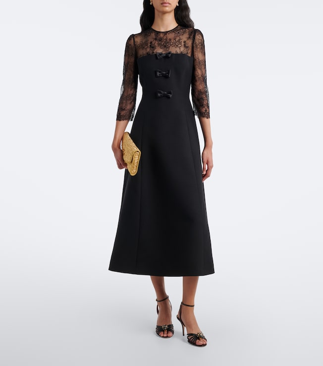 Valentino Crepe Couture lace-trimmed midi dress