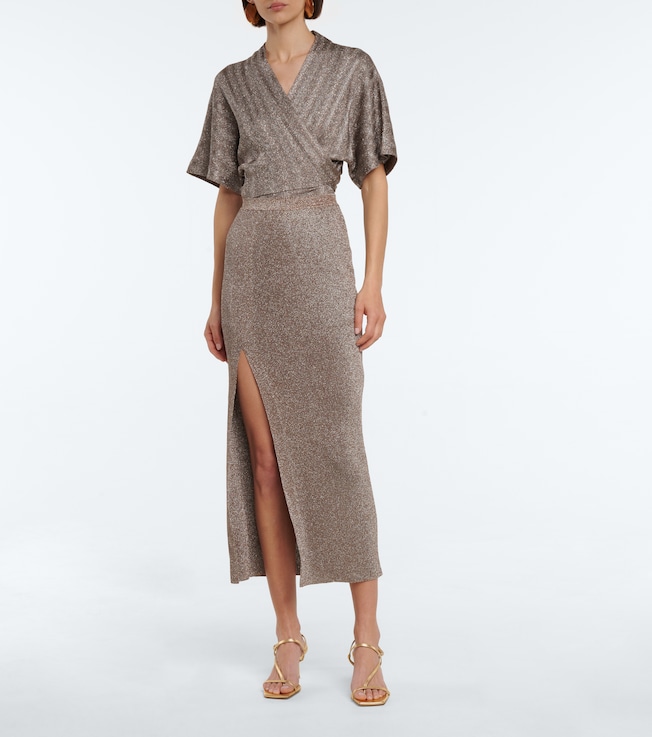 Missoni Metallic ribbed-knit midi skirt