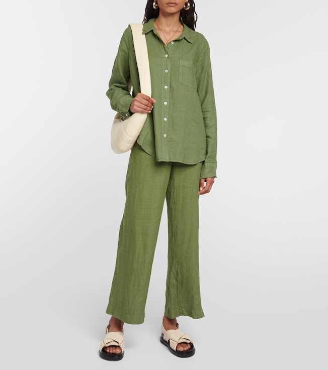 Velvet Lola high-rise wide-leg linen pants