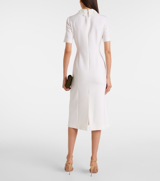 Oscar de la Renta Oscar de la Renta Lace-trimmed wool-blend midi dress