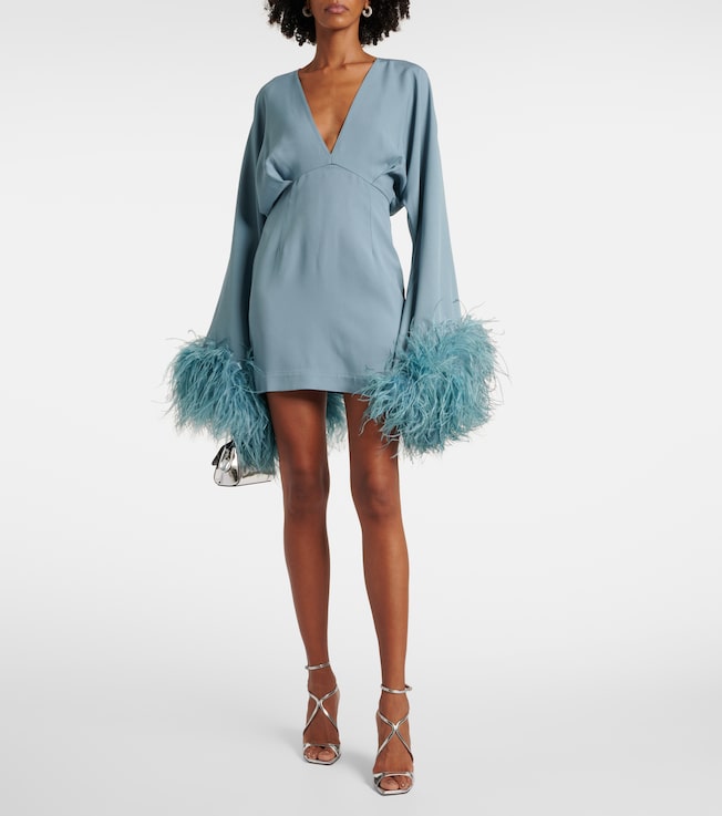 Taller Marmo Magnifique feather-trimmed minidress