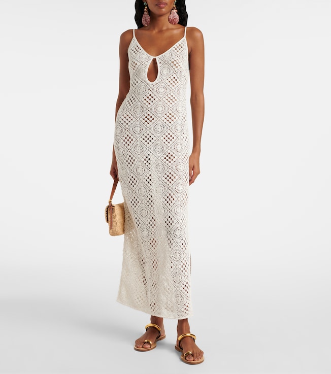 SIR. Rayure crochet cotton maxi dress