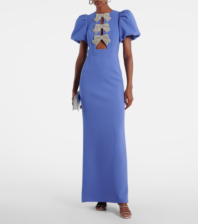 Rebecca Vallance Violetta bow-detail embellished crêpe gown