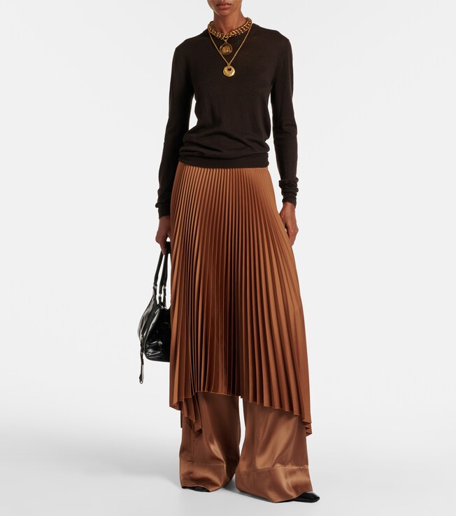 JOSEPH Ade plissé asymmetric crêpe midi skirt