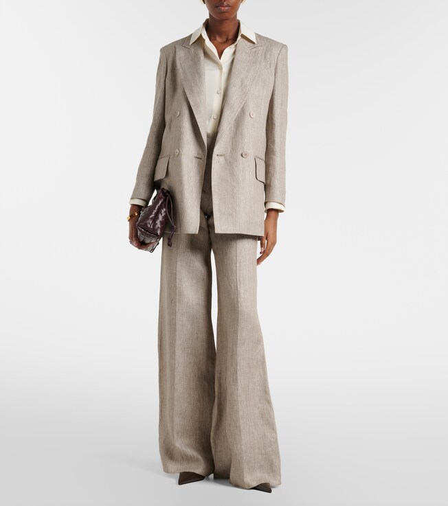 Max Mara Olimpia double-breasted herringbone linen blazer