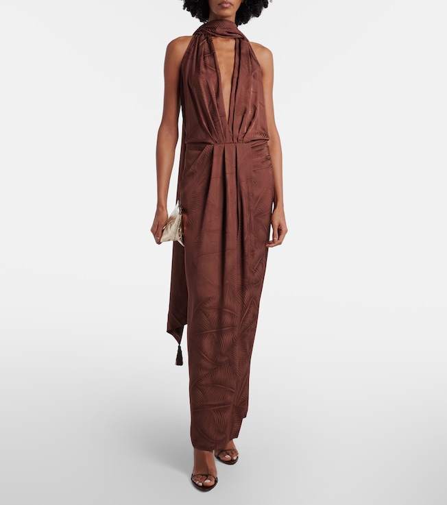 Johanna Ortiz Halterneck jacquard maxi dress