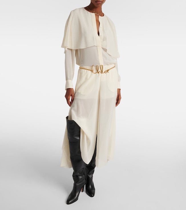 Chloé Caped silk chiffon blouse