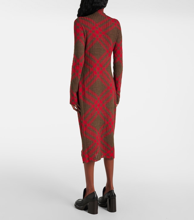 Burberry Burberry Burberry Check ribbed-knit midi dress