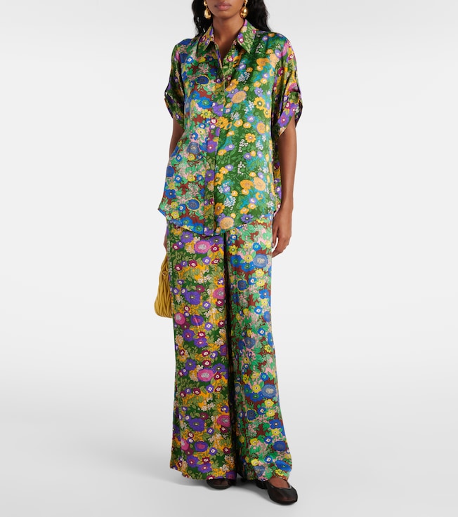 Alémais Printed silk satin shirt