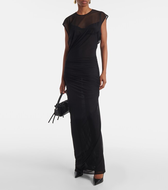 Jean Paul Gaultier Flocked open-back tulle maxi dress