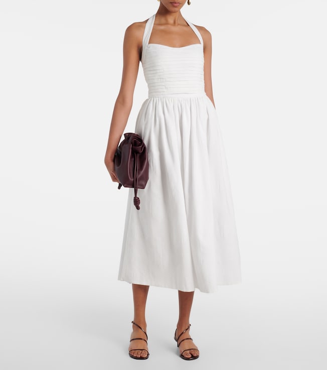 Markarian Leia ruched embroidered cotton midi dress