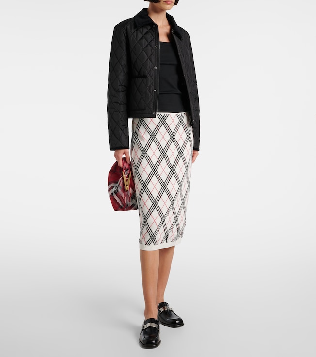 Burberry Argyle knitted cotton midi skirt