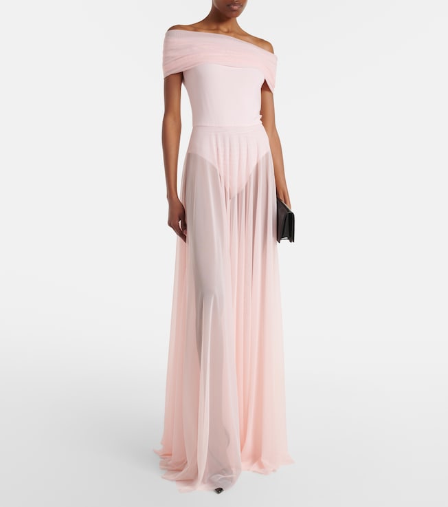 Norma Kamali Semi-sheer mesh maxi dress