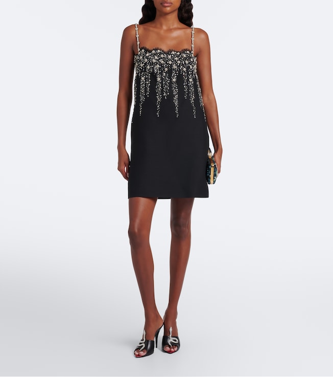 Valentino Crepe Couture crystal-embellished minidress