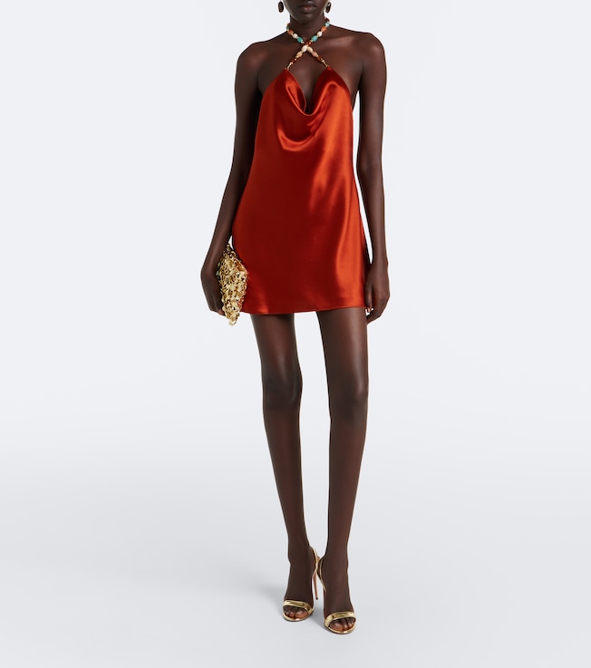 Retrofête Retrofête Marvel beaded satin minidress