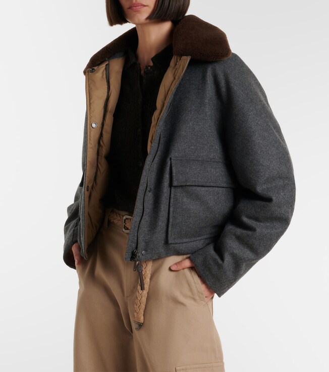 Brunello Cucinelli Shearling-trimmed alpaca-blend down jacket