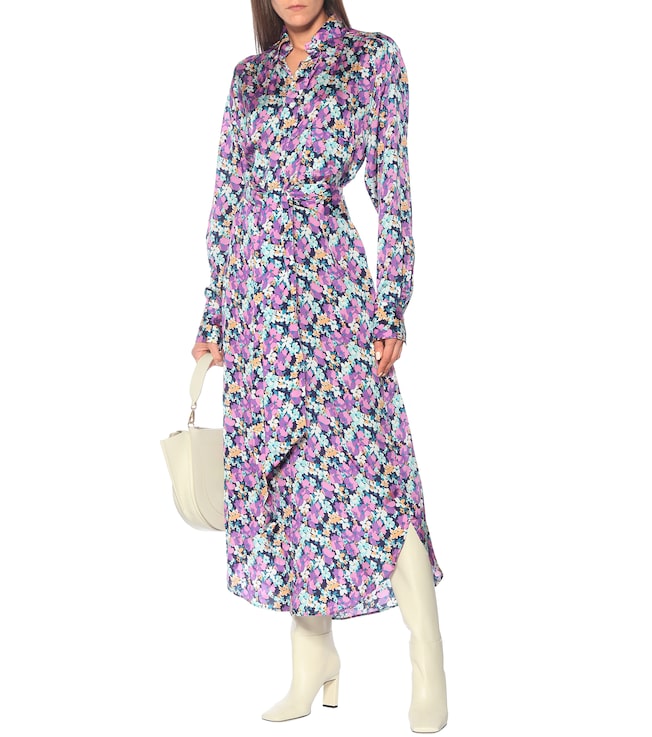 Plan C Floral crêpe de chine shirt dress