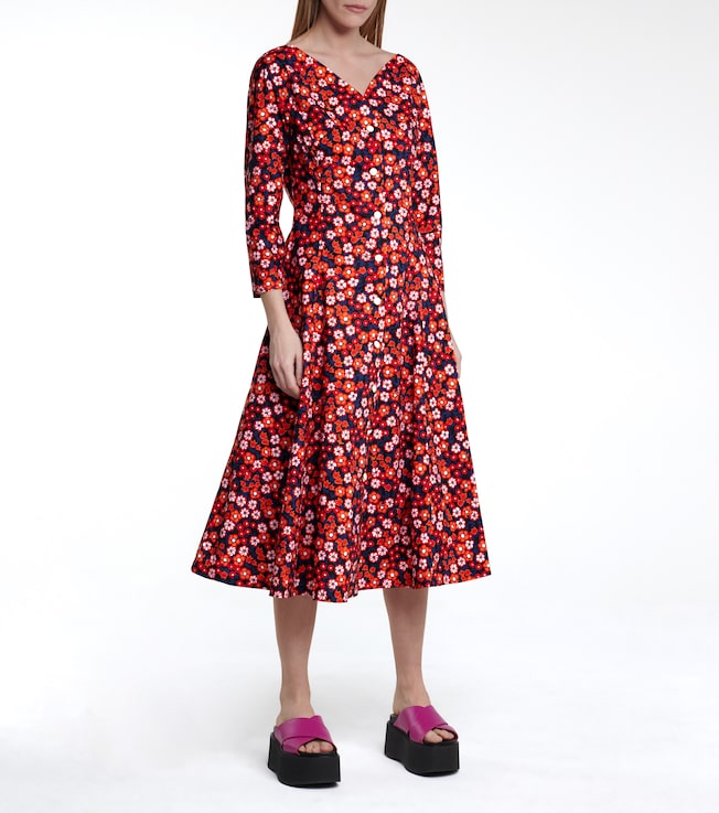 Marni Floral cotton midi dress