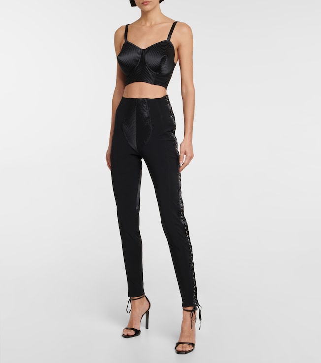 Jean Paul Gaultier x Lotta Volkova Lace-up satin and mesh leggings