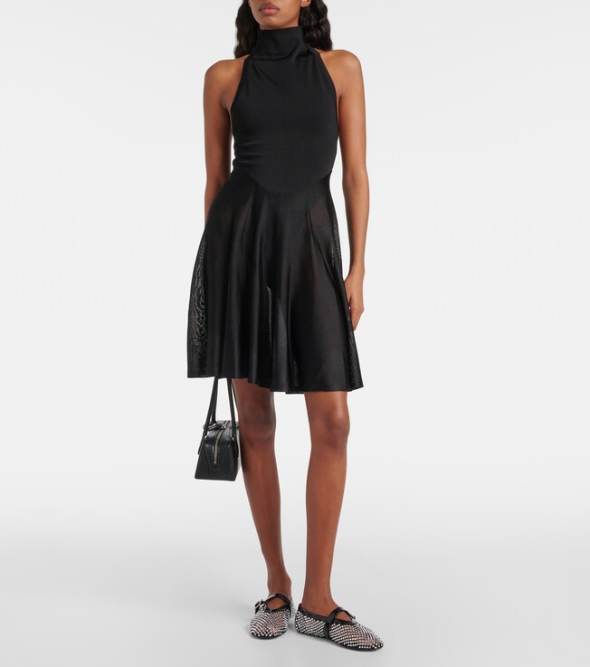 Alaïa Jersey and mesh minidress