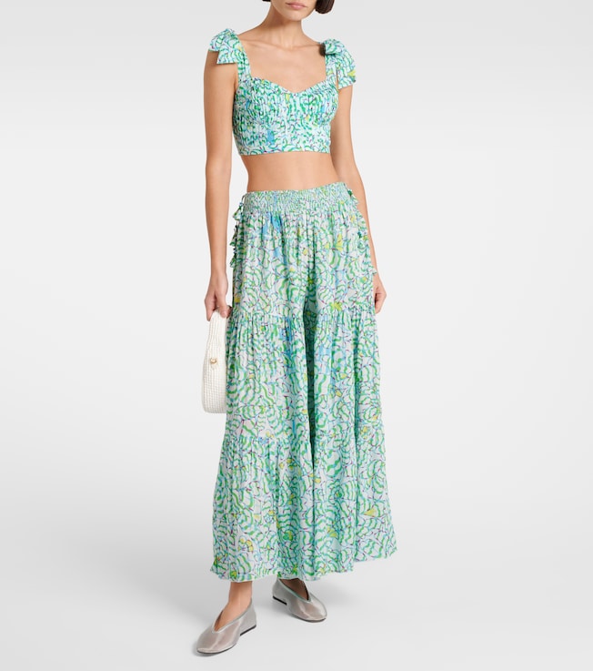 Poupette St Barth Carla printed pleated crop top