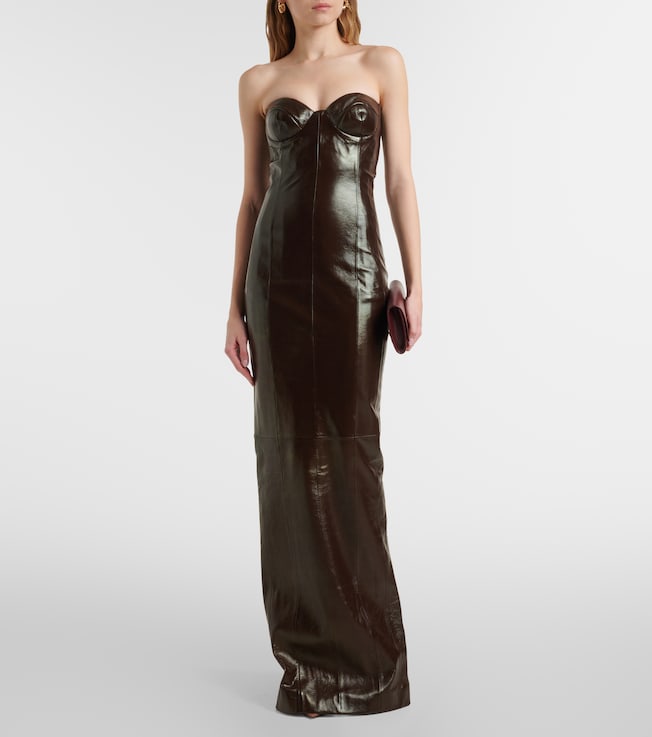 The New Arrivals Ilkyaz Ozel Rochelle leather bustier gown