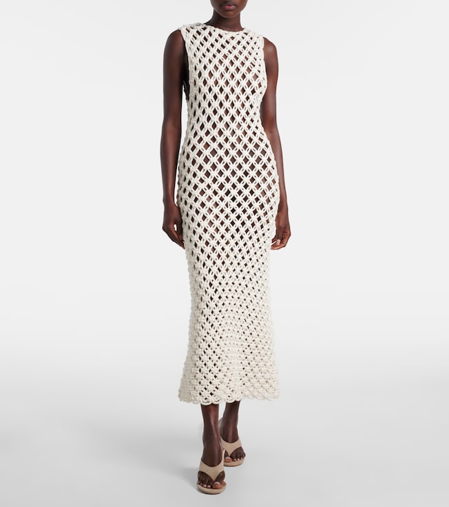 Alaïa Open-knit cotton-blend maxi dress