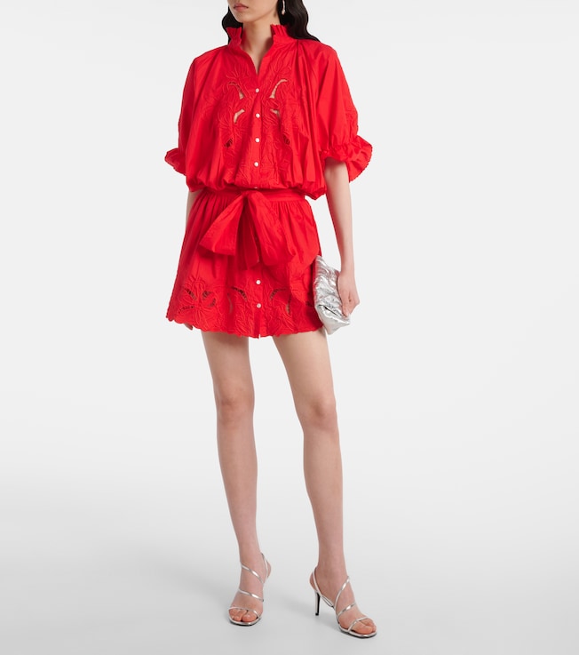Juliet Dunn Broderie anglaise cotton poplin minidress