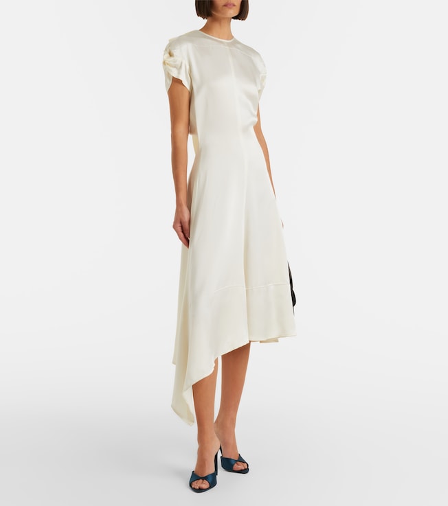 Victoria Beckham Asymmetric crêpe satin midi dress