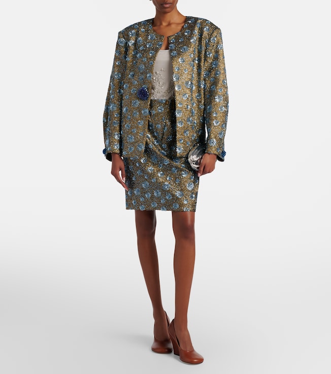Jacques Wei Floral sequined oversized jacket
