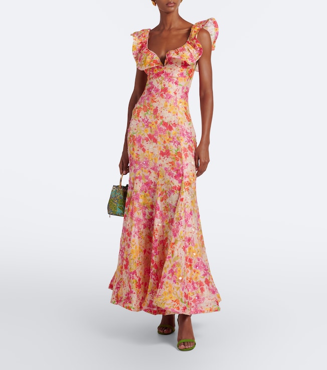 LA FUORI Genevieve's floral embellished maxi dress