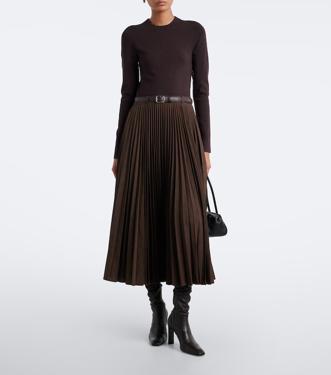 SIMKHAI Abilene checked ribbed-knit pleated midi dress