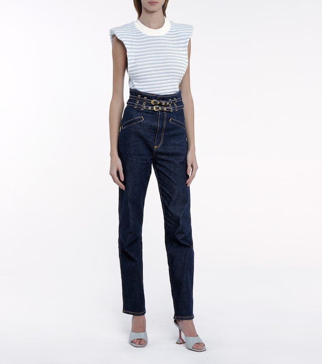 Philosophy di Lorenzo Serafini Striped cotton-blend top