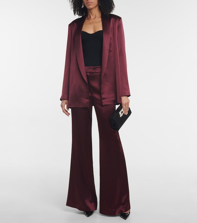 Galvan High-rise satin flared pants