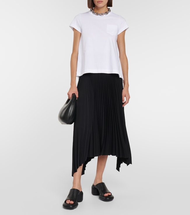 Sacai Pleated cotton jersey T-shirt