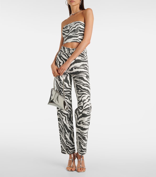 Rotate Zebra-print cotton crop top