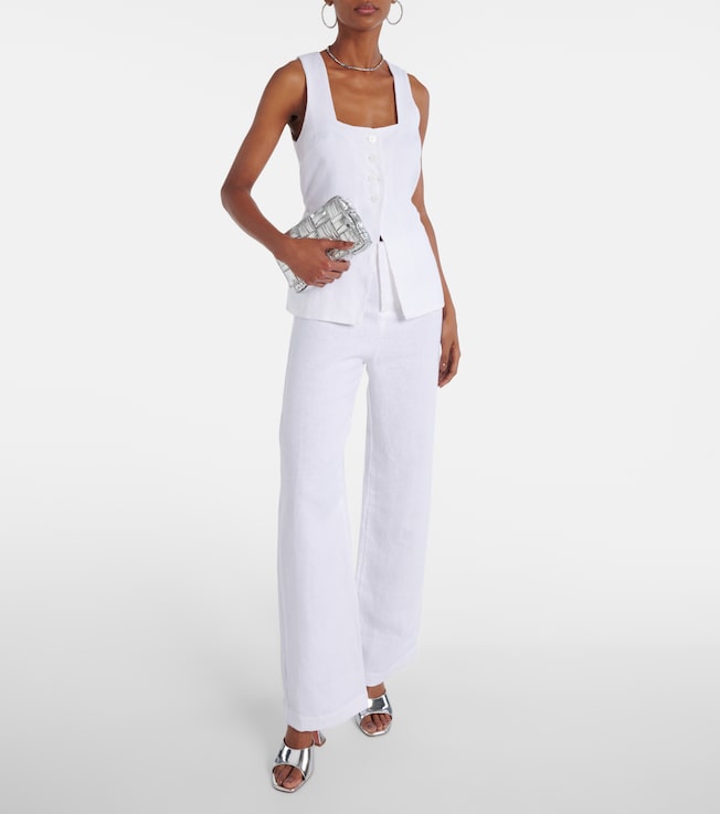 Faithfull Isotta high-rise linen straight pants