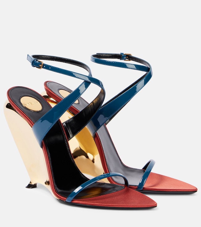 Saint Laurent Tallulah 110 patent leather wedge sandals