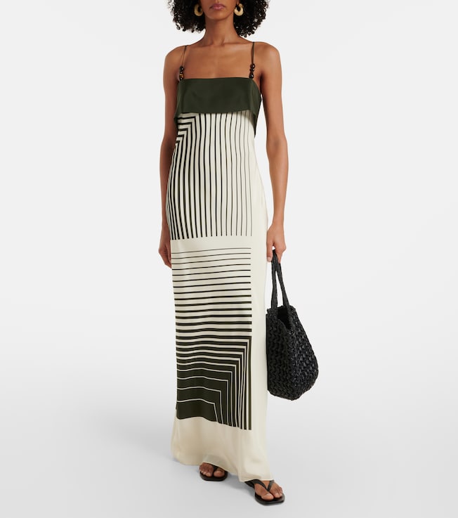 SIR. Leilana striped silk maxi dress