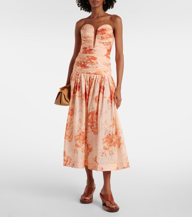 Zimmermann Cascadian floral strapless midi dress