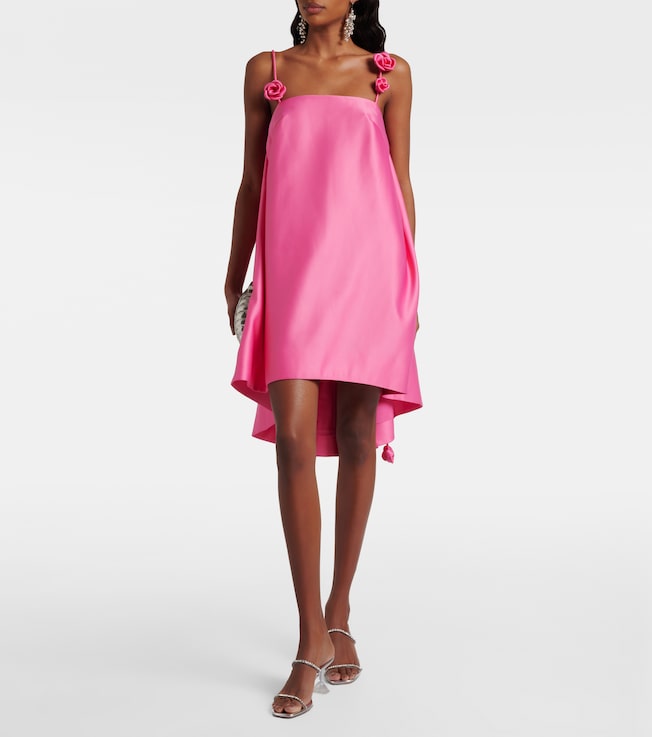 LEO LIN Fiona floral-appliqué satin minidress