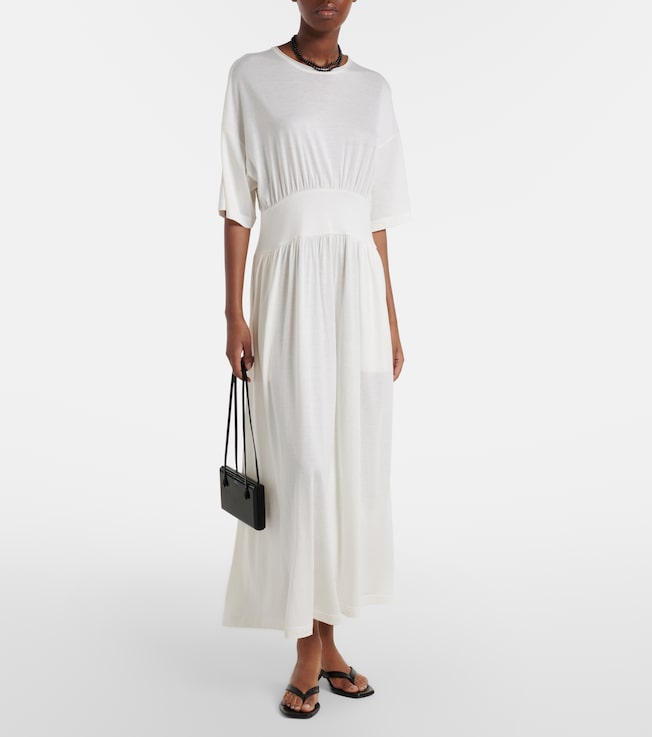 Cotton and silk jersey midi dress