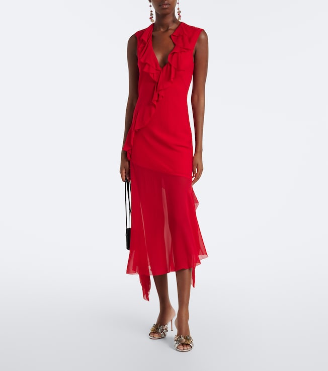 DE LA VALI Baila floral georgette midi dress