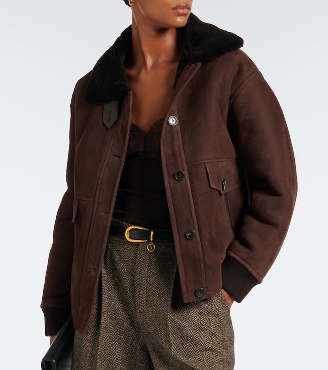 Yves Salomon Shearling-trimmed suede jacket