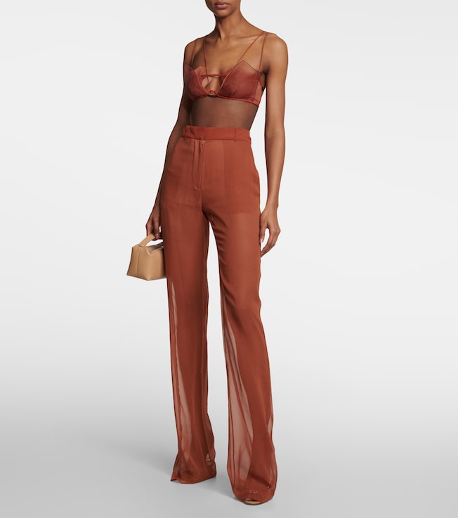 Nensi Dojaka Mid-rise wide-leg silk pants