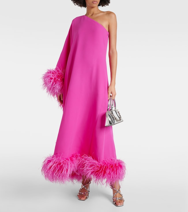 Valentino Cady Couture feather-trimmed silk gown