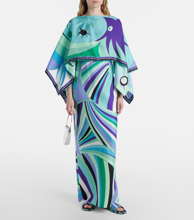 Pucci Iride caped silk twill maxi dress
