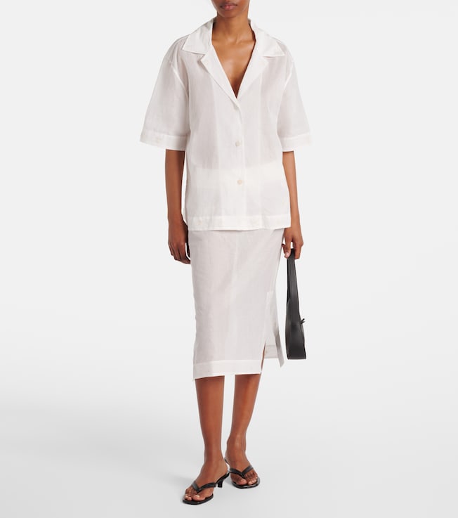 Róhe Floral semi-sheer organza pencil skirt