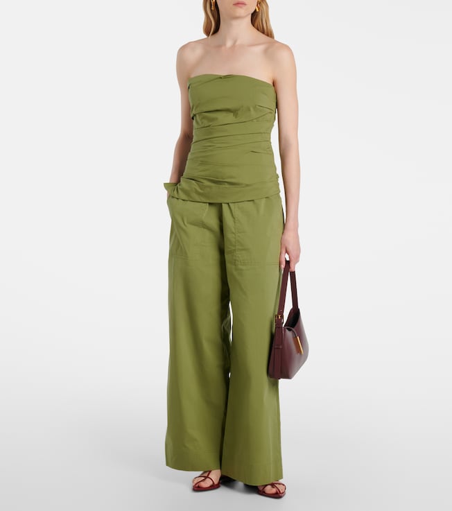 SIMKHAI Arden cotton-blend wide-leg pants