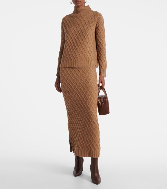 Max Mara Po knitted camel hair maxi skirt